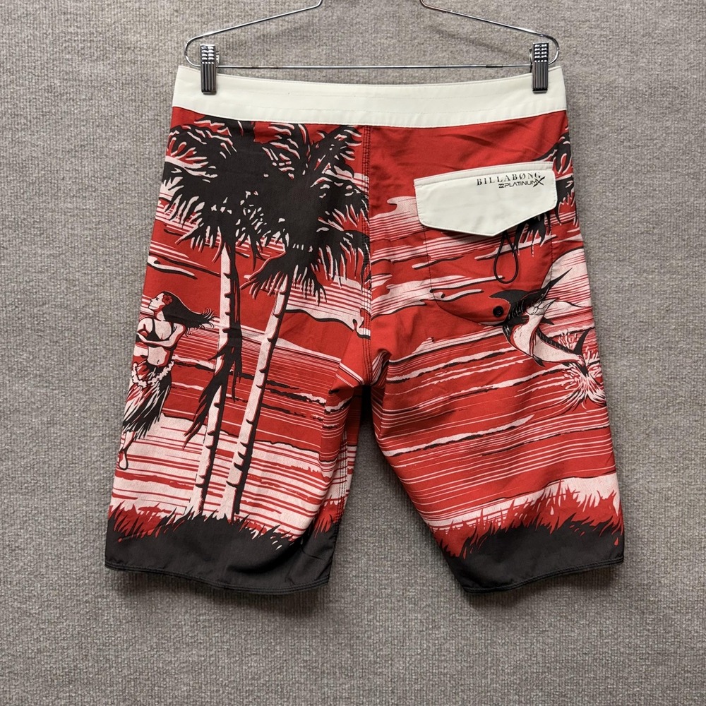 Billabong Platinum X Board Shorts Mens 32 Red Tropical Hula Marlin M1281ISL - Picture 2 of 11